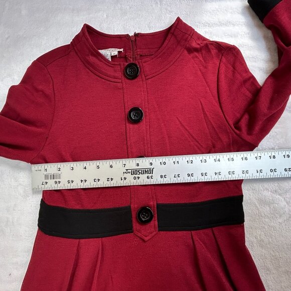 Maggy London Womens Red & Black Button Detail 3/4 Sleeve Dress Size 8 Stretch - Picture 7 of 9